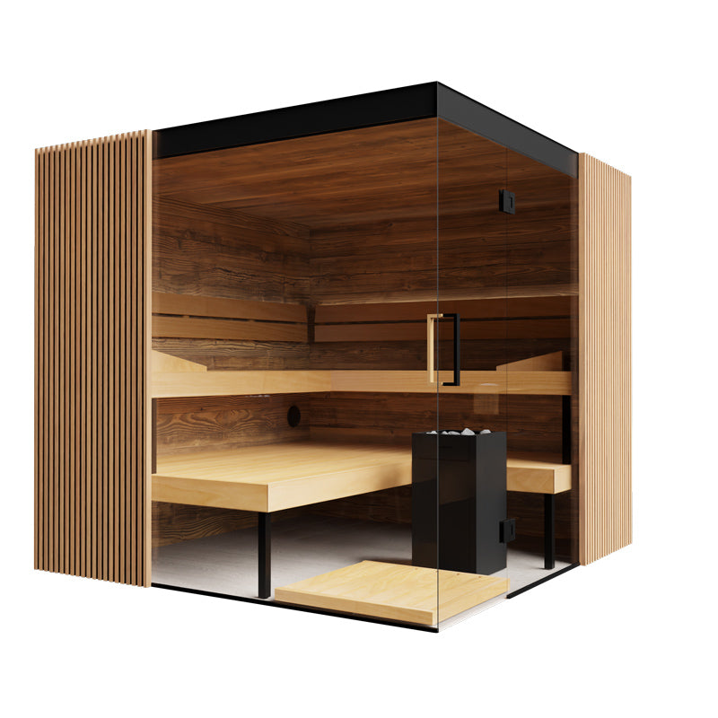 ThermaSol Aalto - Glass and Wood Panels, 3-4 Person, Indoor Sauna - Art of Spas