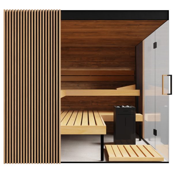 ThermaSol Aalto - Glass and Wood Panels, 3-4 Person, Indoor Sauna - Art of Spas