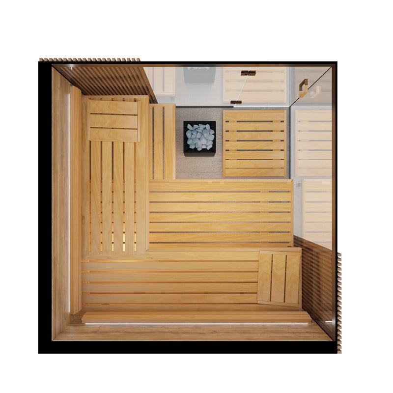 ThermaSol Aalto - Glass and Wood Panels, 3-4 Person, Indoor Sauna - Art of Spas