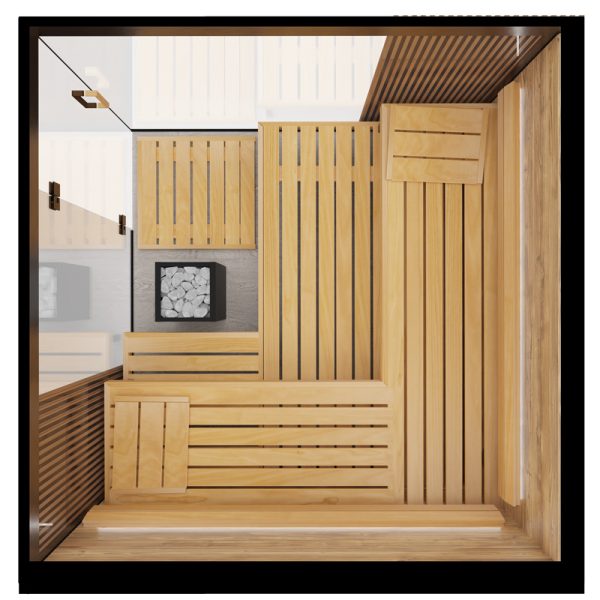 ThermaSol Aalto - Glass and Wood Panels, 3-4 Person, Indoor Sauna - Art of Spas