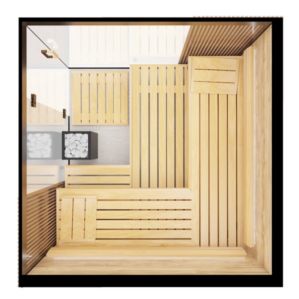ThermaSol Aalto - Glass and Wood Panels, 3-4 Person, Indoor Sauna - Art of Spas