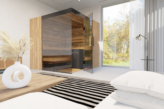 ThermaSol Aalto - Glass and Wood Panels, 3-4 Person, Indoor Sauna - Art of Spas