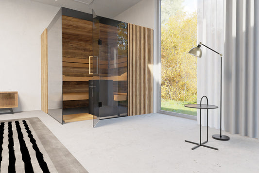 ThermaSol Aalto - Glass and Wood Panels, 3-4 Person, Indoor Sauna - Art of Spas