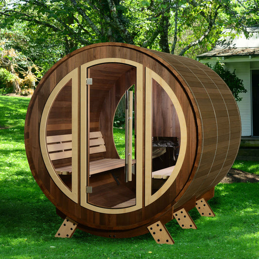 ThermaSol Phoenix - Popular, Onyx Stainless Steel, 4-6 Person, Barrel Sauna - Art of Spas