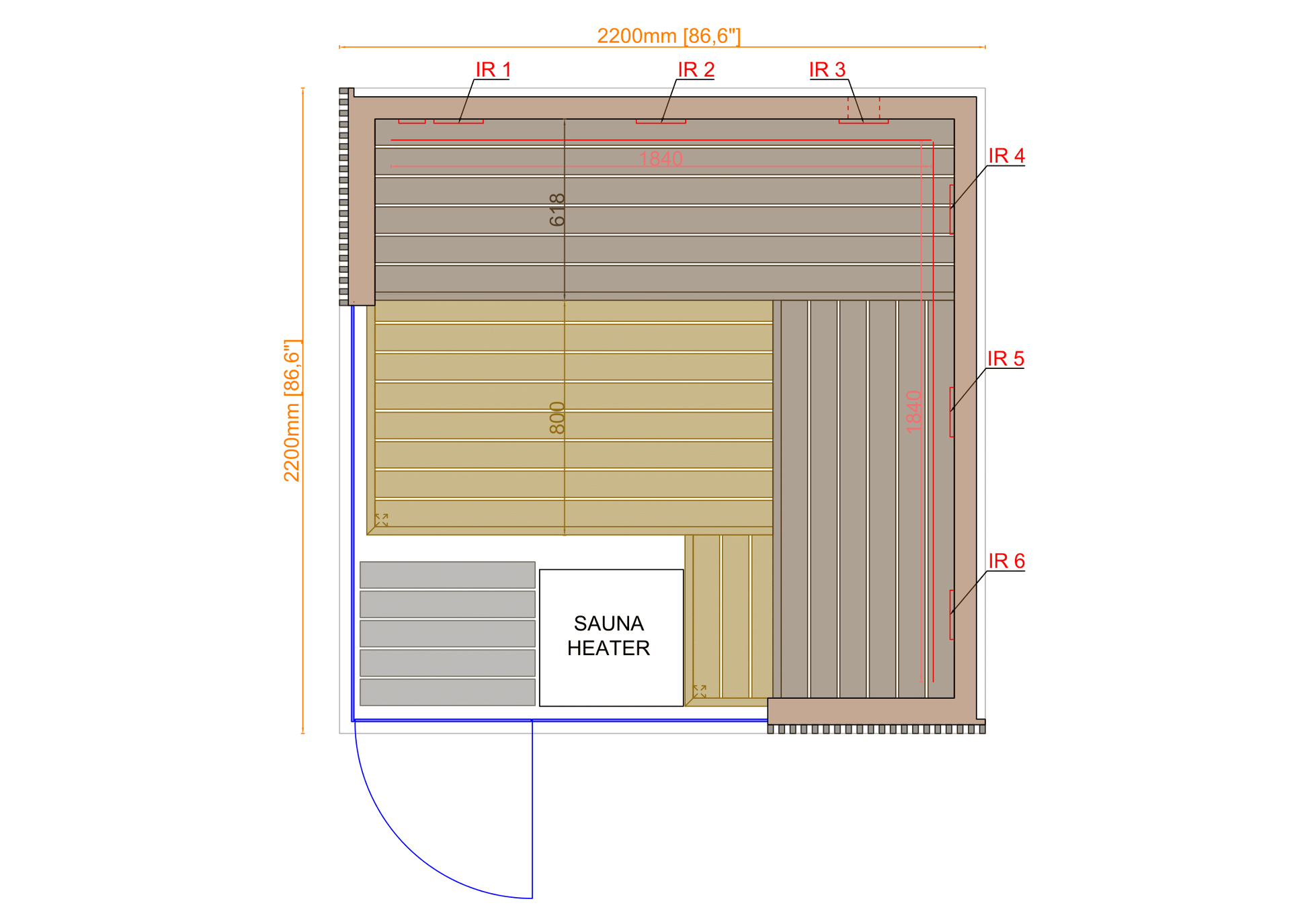 ThermaSol Aalto - Glass and Wood Panels, 3-4 Person, Indoor Sauna - Art of Spas