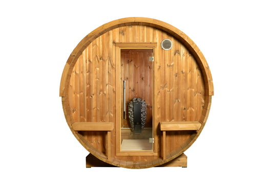 ThermaSol Magnus - Nordic Pine, 4-6 Person, Outdoor Canopy Barrel Sauna - Art of Spas