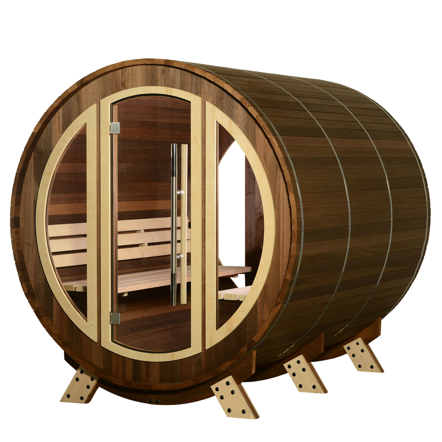 ThermaSol Phoenix - Popular, Onyx Stainless Steel, 4-6 Person, Barrel Sauna - Art of Spas