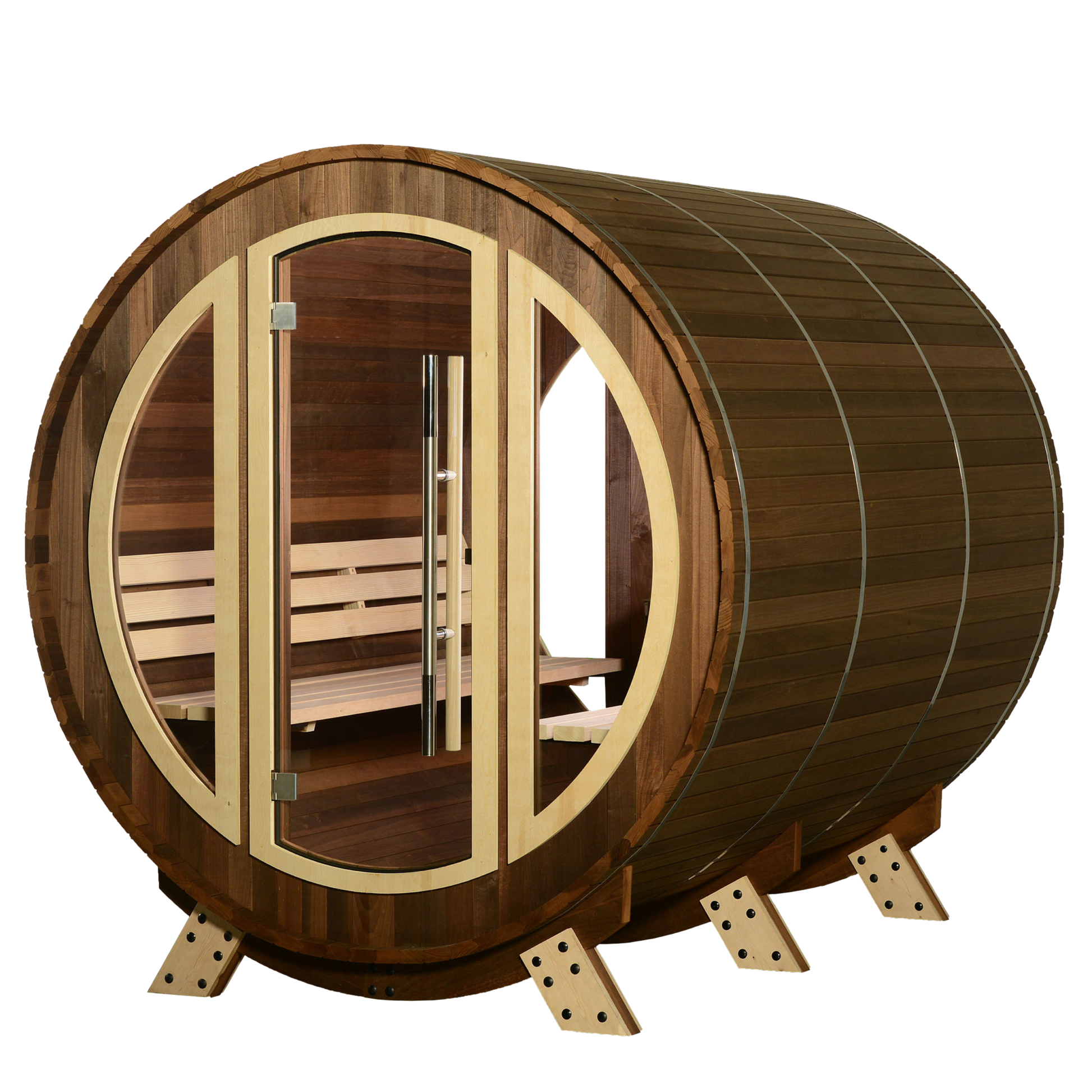ThermaSol Phoenix - Popular, Onyx Stainless Steel, 4-6 Person, Barrel Sauna - Art of Spas
