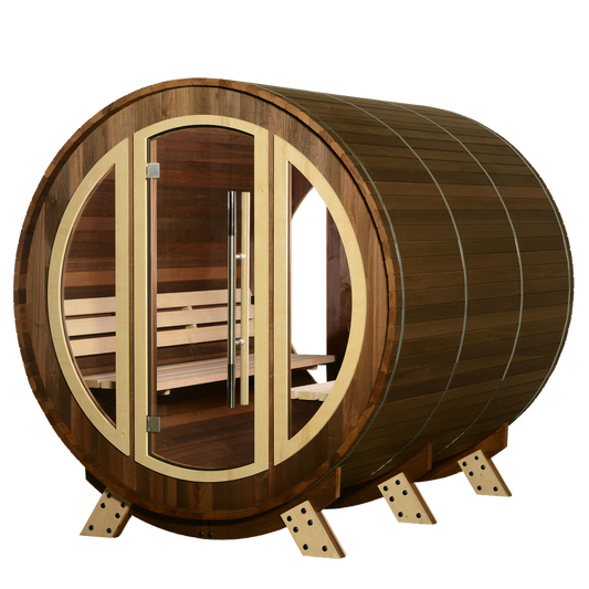 ThermaSol Phoenix - Popular, Onyx Stainless Steel, 4-6 Person, Barrel Sauna - Art of Spas