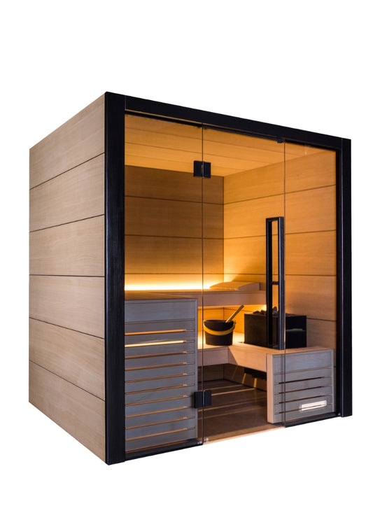 ThermaSol Fuji - Onyx Trim/Oak Hardwood, 2-5 Person, Indoor Sauna - Art of Spas
