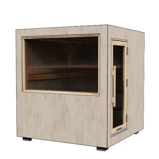 ThermaSol Solaris - Tile Oak, 2-5 Person, Solar-Powered Outdoor Sauna - Art of Spas