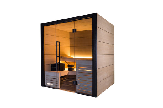 ThermaSol Fuji - Onyx Trim/Oak Hardwood, 2-5 Person, Indoor Sauna - Art of Spas