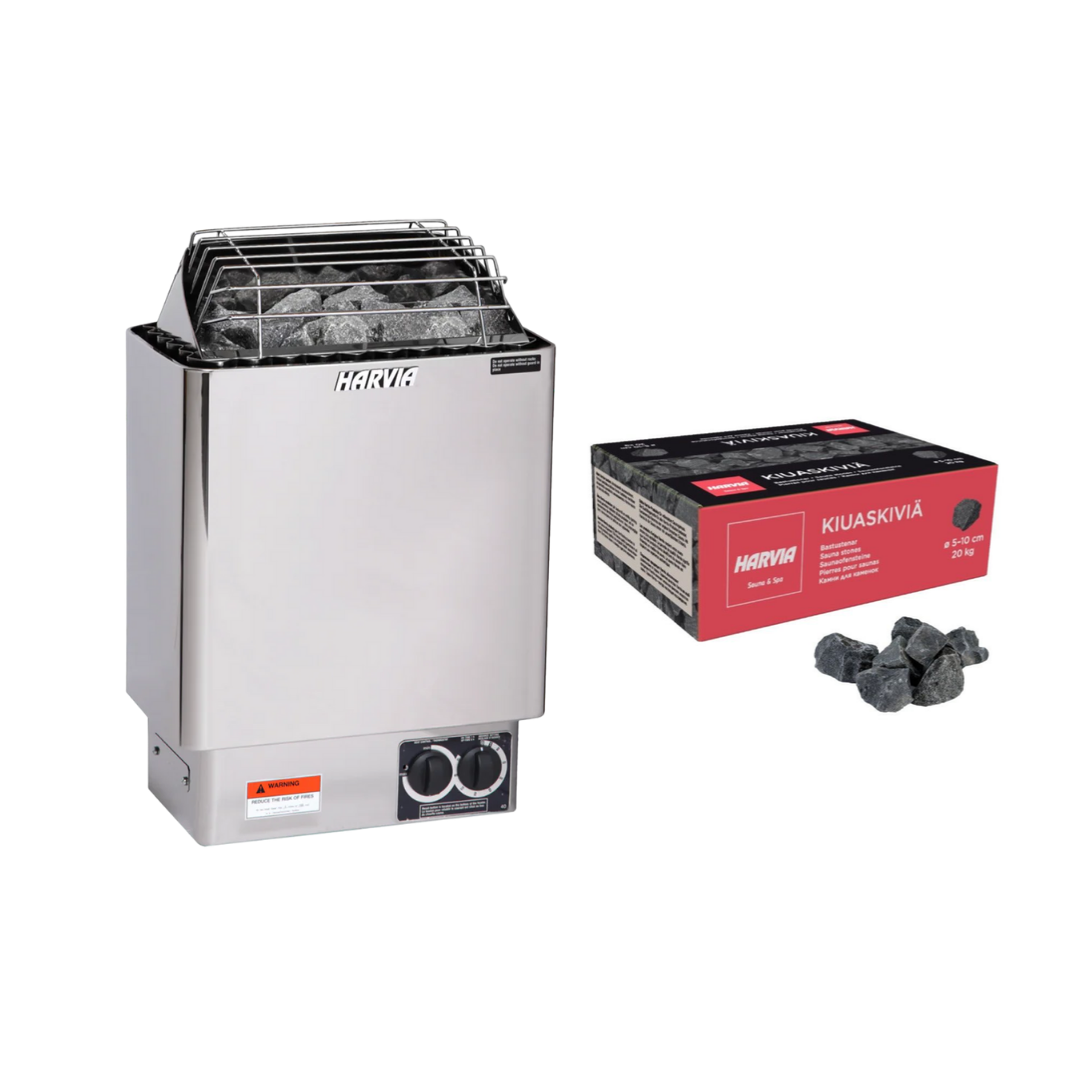 Harvia Kip Sauna Heater Built-In Controls Stainless Steel With Rocks Harvia