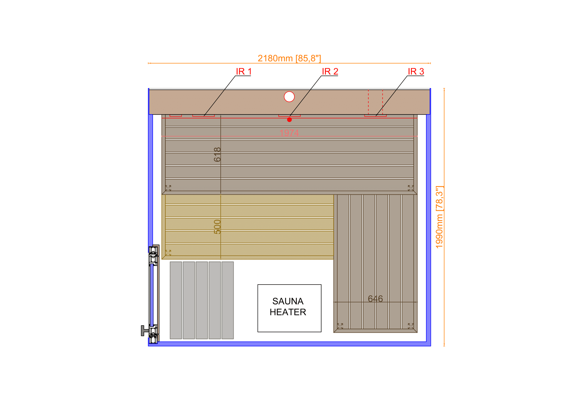 ThermaSol Vue - Front Panoramic Glass, 3-4 Person, Outdoor Sauna - Art of Spas