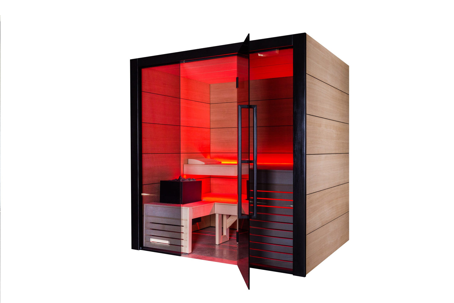 ThermaSol Fuji - Onyx Trim/Oak Hardwood, 2-5 Person, Indoor Sauna - Art of Spas